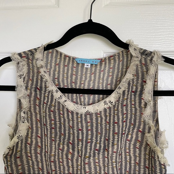 Johnny Was Sleeveless Dress With Slip Contrasting Hem And Trim Fits Like… - Picture 4 of 8